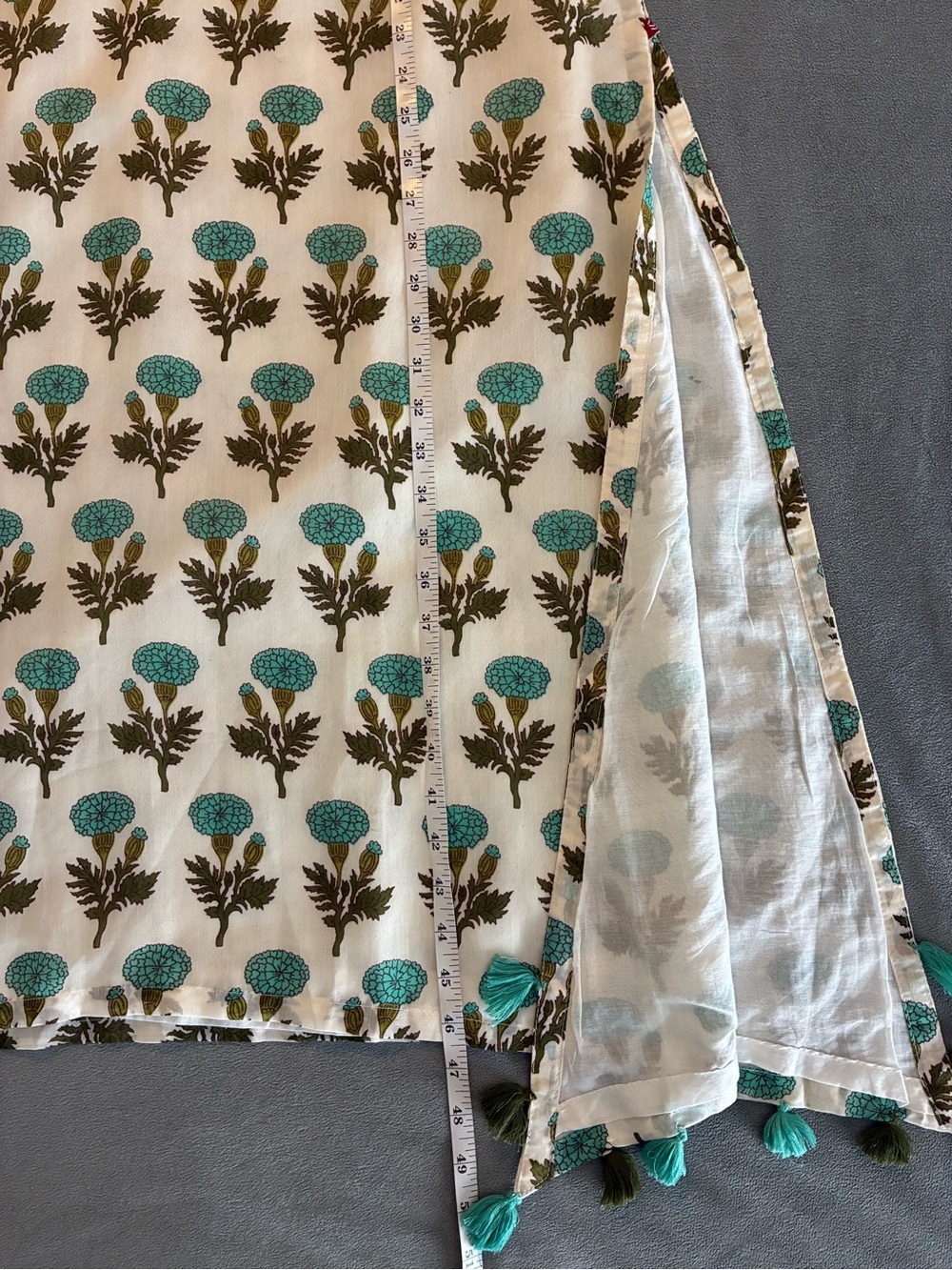 Women’s Floral Print Tunic Dress in Teal and Olive - Picture 12 of 15